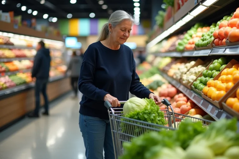 Femme faisant ses courses dans un supermarche moderne